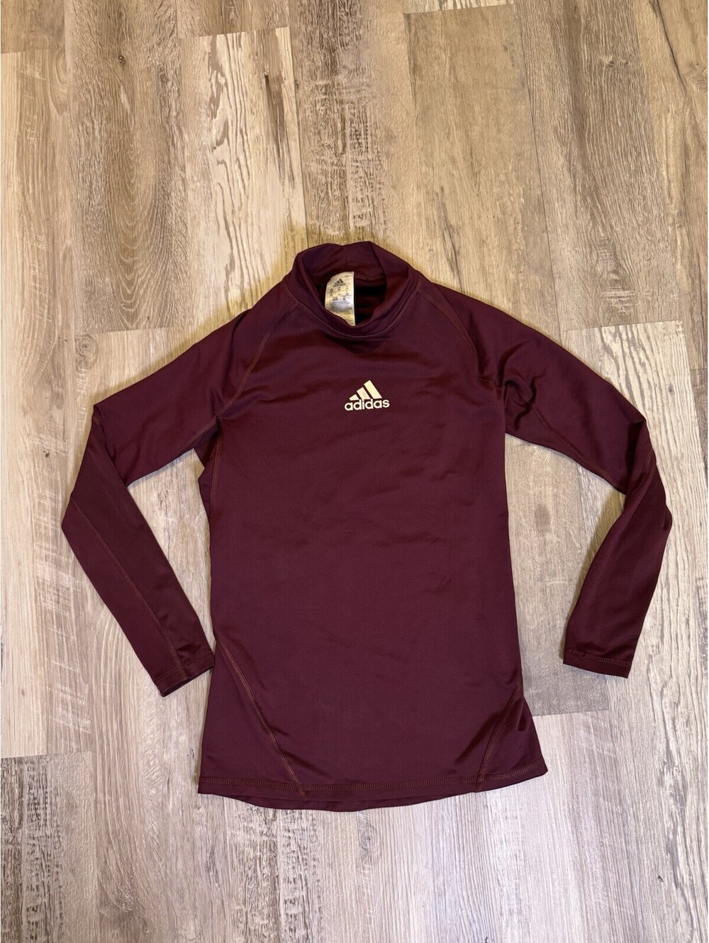 Adidas Men’s XS Maroon Mock Neck Long Sleeve Compression Training Shirt